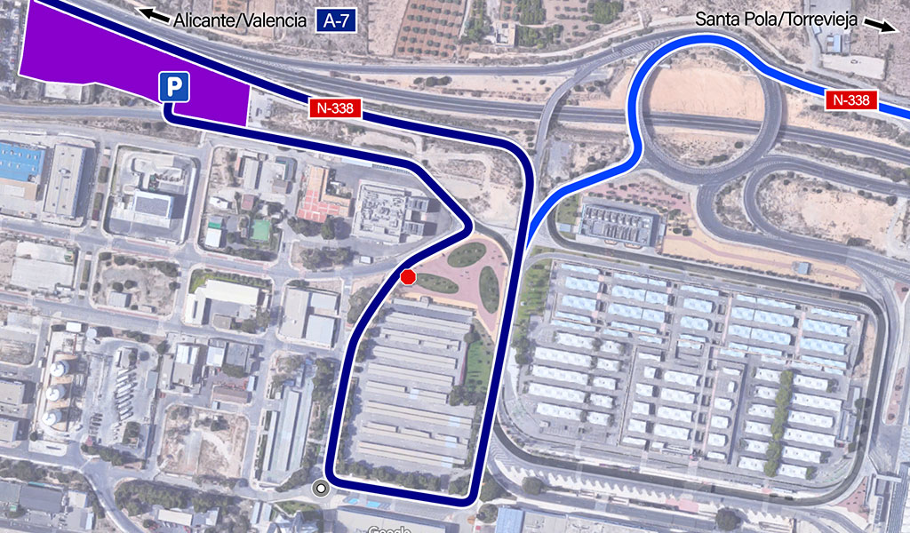 Map showing how to find the car park